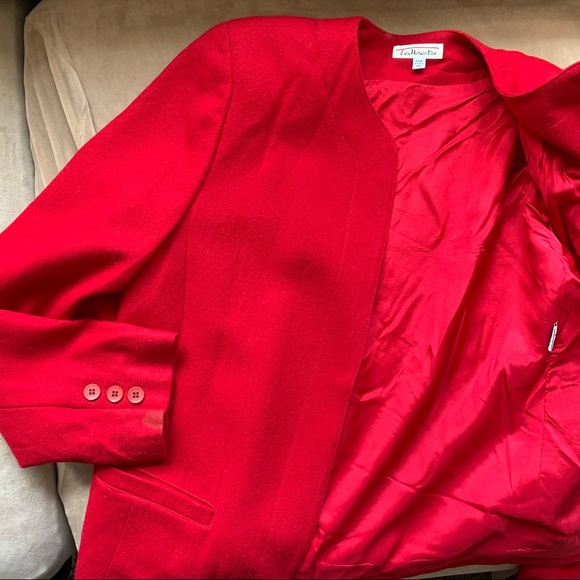 Vintage 90's Talbots Red Wool Open-front Blazer 10 - Picture 6 of 9